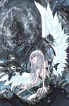  android angel angel_wings cable feathers grey_eyes kurogin long_hair machine original silver_hair solo white_hair wings 