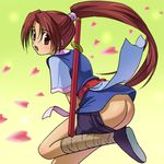  ass cherry_blossoms haruyama_kazunori lowres mooning ninja_mono no_panties ponytail sakura_(ninja_mono) solo 
