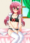  blush bra brown_eyes hayate_no_gotoku! katsura_hinagiku lask lingerie long_hair maid panties pink_hair solo thighhighs underwear underwear_only 