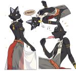 2025 5_fingers anthro biped black_body black_fur breasts butt candy clothed clothed_anthro clothed_female clothing dessert dialogue digital_media_(artwork) domestic_cat ear_piercing english_text eyes_closed felid feline felis female fingernails fingers food fur hi_res holding_candy holding_food holding_lollipop holding_object inner_ear_fluff licking licking_lollipop lollipop looking_at_viewer looking_back looking_back_at_viewer lying mammal nails nulia on_back piercing rear_view side_view simple_background sitting smile solo speech_bubble standing tarahe teeth text tongue tongue_out translucent translucent_clothing tuft white_background yellow_eyes