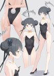  1girl afe. alternate_costume ass black_hair blue_archive bow bowtie braid braided_bun breasts butterfly_hair_ornament covered_navel detached_collar double_bun fake_tail grey_halo hair_bun hair_ornament halo high_heels highleg highleg_leotard kisaki_(blue_archive) leotard long_hair playboy_bunny rabbit_tail small_breasts strapless strapless_leotard tail traditional_bowtie twintails very_long_hair yellow_bow yellow_bowtie 