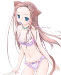  animal_ears blue_eyes bow bow_bra bow_panties bra breasts cat_ears cat_tail cleavage collar copyright_request fish lingerie long_hair lugosi_ela mouth_hold panties pink_hair purple_panties small_breasts solo tail underwear underwear_only very_long_hair 