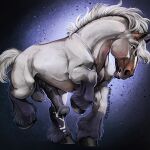1:1 balls black_body black_fur black_hooves black_penis equid equine erection feral fur genitals hi_res hooves horse male mammal mane medial_ring penis solo venlightchaser white_body white_fur white_mane