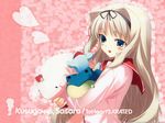  blonde_hair blush doll heart kawata_hisashi kusugawa_sasara long_hair school_uniform serafuku smile solo to_heart_2 