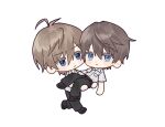  2boys artist_request blue_eyes brown_hair carrying carrying_person male_focus mamiya_takuji minakami_yukito multiple_boys princess_carry school_uniform short_hair tsui_no_sora tsui_no_sora_(remake) 