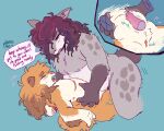 andromorph andromorph/gynomorph anthro bandicoot begging belly belly_grab belly_squish bilby blush bullying canid canine clitoris curly_hair dialogue dominant dominant_gynomorph dominant_intersex duo emanata eyes_closed felid feline fluffy fluffy_chest genitals grinding gynomorph hair hi_res hip_grab hybrid intersex intersex/intersex mammal marsupial mastectomy_scar multiple_angles orgasm_denial overweight overweight_andromorph overweight_gynomorph overweight_intersex penis profanity scar speech_bubble spud_(squishysheepie) squish squishysheepie trans_(lore) visibly_trans vivian_(squishysheepie)