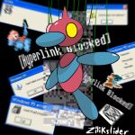 1:1 alternate_species ambiguous_gender avian beak black_background blue_body crossover deltarune digital_creature english_text error error_message feral floating generation_4_pokemon glitch glitch_creature glitch_pokemon heterochromia hi_res missingno. nintendo pokemon pokemon_(species) pop-up porygon-z red_body signature simple_background solo spamton_g._spamton spamton_neo text text_box undertale_(series) wire zilikslider
