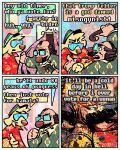 4_panel_comic aloha_shirt brown_hair cane canid canine canis cigarette cigarette_in_mouth clothing dialogue domestic_dog english_text eyewear floppy_ears fur glasses hair half-closed_eyes hat headgear headwear humor male mammal narrowed_eyes object_in_mouth open_mouth pattern_clothing pattern_shirt pattern_topwear politics rawdawgcomics shirt smoking_tobacco solo speech_bubble stahli_(rawdawgcomics) sunglasses tan_body tan_fur text topwear voting_booth yellow_body yellow_fur