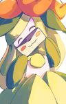2025 =w= absurd_res elemental_creature envelope eyes_closed female flora_fauna flower_(anatomy) generation_5_pokemon green_pseudo_hair happy hi_res humanoid lilligant my_6633 nintendo plant pokemon pokemon_(species) pseudo_clothing pseudo_hair simple_background solo white_body
