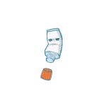 1:1 2025 ambiguous_gender animate_inanimate blue_eyes digital_drawing_(artwork) digital_media_(artwork) eyelashes kuchiiya mouth_closed narrowed_eyes noseless not_furry paint_tube pupils shaded simple_background simple_shading white_background white_body white_pupils