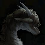 1:1 ambiguous_gender brown_body brown_fur brown_hair brown_mane dragon feral fur furred_dragon furred_scalie green_eyes hair hi_res horn lin_fluffydragon mane mythological_creature mythological_scalie mythology scalie solo white_body white_fur white_horn