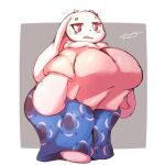1:1 anthro big_breasts big_butt bottomwear breasts butt clothing female hi_res huge_breasts huge_butt huge_thighs lagomorph leporid lightmizano mammal ocd_(lightmizano) overweight paws rabbit red_eyes shirt skirt solo thick_thighs topwear white_body
