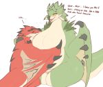 anthro big_breasts blush breasts capcom claws duo english_text female flying_wyvern hi_res male monster_hunter nude rath_wyvern rathalos rathian scales scalie showfran simple_background smile text white_background wings