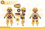 absurd_res antennae_(anatomy) armor arthropod bee beeat bikini_armor breasts butt cleavage clothed clothing dark_body dark_skin electronics engine feet female fuzzycogs glowing hi_res honeycomb humanoid hymenopteran insect machine model_sheet pose robot robot_humanoid short_stack small_feet solo standing thick_thighs unconvincing_armor wide_hips wings yellow_eyes