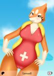 anthro anthrofied blush clothed clothing commandg female floatzel generation_4_pokemon lifeguard lifeguard_swimsuit looking_at_viewer nintendo pokemon pokemon_(species) pokemorph solo