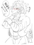  2boys animal_ears blush cat_boy cat_ears commentary_request cosplay crossed_arms flying_sweatdrops fox_mccloud fox_mccloud_(cosplay) furry furry_male gegegenomin male_focus multiple_boys nomad_(housamo) partially_colored scouter sitri_(housamo) speech_bubble sweatdrop tail tiger_boy tiger_ears tiger_stripes tiger_tail tokyo_afterschool_summoners translation_request wings 