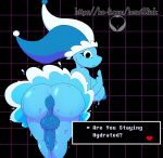 absurd_res anthro anus backsack balls bodily_fluids breasts clothed clothing deltarune fool&#039;s_hat foreskin genitals hat headgear headwear heart0fink_(artist) herm hi_res intersex jester looking_back mizzle_(deltarune) nipples penis puffy_anus solo sweat undertale_(series) upskirt