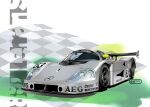  2025 artist_name car checkered_flag english_text flag le_mans_prototype logo mercedes-benz michelin michelin_man mixed-language_commentary motor_vehicle nimbus_goldbrum no_humans original product_placement race_flag race_vehicle racecar sauber_c9 spoiler_(automobile) sponsor vehicle_focus 