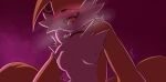 2_tails anthro aroused bangs black_nose blush bodily_fluids breast_tuft breasts breath breathing canid canine cheek_tuft chest_tuft choker ear_piercing estrogenated_breasts facial_tuft featureless_breasts female fluffy fox fur gauged_ear head_tuft hi_res imminent_sex jewelry jojo_hernandez mammal miles_prower multi_tail multicolored_body multicolored_fur necklace obscured_eyes panting piercing purple_background saliva sega sharp_teeth signature simple_background smile smoke solo sonic_the_hedgehog_(series) tail teeth tongue trans_(lore) trans_woman_(lore) tuft two_tone_body two_tone_fur