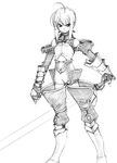  akari_maki artoria_pendragon_(all) fate/stay_night fate_(series) greyscale monochrome saber sketch solo sword weapon 