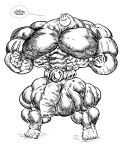 4:5 absurd_res anthro balls big_muscles english_text generation_1_pokemon genitals growth hi_res huge_muscles hyper hyper_muscles machoke male monochrome muscular nintendo penis pokemon pokemon_(species) setrak text