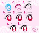  1990s_(style) bad_id bad_twitter_id bright_pupils commentary english_commentary eye_focus eyelashes faux_retro_artstyle heart heart_background heart_in_eye honeymoonpetal how_to lace_background lineart no_humans original partially_colored red_eyes retro_artstyle sketch symbol_in_eye tareme white_pupils 
