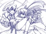  blitz_caliber fingerless_gloves gauntlets ginga_nakajima gloves headband inline_skates lyrical_nanoha mach_caliber magical_girl mahou_shoujo_lyrical_nanoha_strikers midriff monochrome multiple_girls nagami_yuu purple revolver_knuckle roller_skates siblings single_fingerless_glove single_gauntlet sisters skates subaru_nakajima waist_cape 