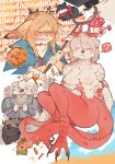 3boys 3girls :d ? ^_^ absurdres ambrosia_(dungeon_meshi) animal_ears animalization antlers armor bear_boy bear_ears black_claws black_eyes black_fur blonde_hair blue_capelet blush braid breastplate breasts brown_eyes capelet chilchuck_tims claws closed_eyes coin collar commentary dog_boy dog_ears dog_girl dog_tail double_thumbs_up dragon_girl dragon_horns dragon_tail drooling dryad_fruit_(dungeon_meshi) dungeon_meshi egg egg_yolk fake_horns falin_touden falin_touden_(chimera) feathered_wings feathers furrification furry furry_female furry_male gold_coin gorget hand_on_own_stomach helmet highres hood hooded_capelet horned_helmet horns huckypaw izutsumi jackalope_girl laios_touden marcille_donato medium_breasts mouse_boy mouse_ears multiple_boys multiple_girls neck_warmer plate_armor rabbit_ears red_collar red_ribbon red_scarf ribbon scarf senshi_(dungeon_meshi) shirt sitting smile snout sparkle spoken_question_mark spurs sweat tail thumbs_up twin_braids v-shaped_eyebrows vambraces walking_mushroom_(dungeon_meshi) white_fur white_shirt wings yellow_eyes 