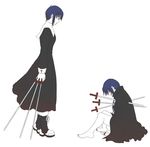  blue_eyes blue_hair boots ciel elesia robe sword tsukihime weapon 