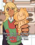 2025 ambiguous_gender anthro antlers baking_my_long_distance_bf_into_a_cookie_because_i_miss_him blonde_hair brown_body brown_fur buckteeth closed_frown clothed clothed_anthro clothing cookie deer deltarune digital_drawing_(artwork) digital_media_(artwork) english_description english_text eye_through_hair eyebrow_through_hair eyebrows female_(lore) food frown fur hair holding_cookie holding_food holding_object horn kris_(deltarune) mammal meme mouth_closed new_world_deer noelle_holiday reindeer solo sweater teeth text topwear translucent translucent_hair undertale_(series) yaofeng4ever