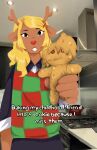 :&lt; ambiguous_gender anthro antlers baking_my_long_distance_bf_into_a_cookie_because_i_miss_him blonde_hair brown_body brown_fur buckteeth clothed clothed_anthro clothing cookie deer deltarune english_description english_text eyelashes fablivious1 female_(lore) food fur hair hi_res holding_cookie holding_food holding_object horn kris_(deltarune) mammal meme new_world_deer noelle_holiday photo_background photography_(artwork) red_nose reindeer solo sweater teeth text topwear undertale_(series)