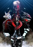  2016 3d_(artwork) 4_arms absurd_res accessory anthro arthropod autodesk_3ds_max_(artwork) banni_(deino) belt bone bow_ribbon calne_ca claws clothing crustacean deino_(artist) digital_media_(artwork) ear_piercing ear_ring electronics female female_human fur glowing glowing_eyes group hair hair_accessory hair_bow hair_ribbon hi_res human humanoid isopod jacket japanese_text lagomorph leporid long_ears long_hair looking_at_viewer machine magnesium_(deino) malacostracan male male_anthro mammal mechanical_leg mohawk monitor mostly_nude mostly_nude_female mostly_nude_human multi_arm multi_eye multi_limb necktie piercing pupils rabbit red_clothing red_eyes red_hair red_jacket red_necktie red_topwear ribbons ring_piercing robot robot_anthro robot_humanoid skeleton skull slit_pupils spiky_fur television_(deino) text topwear twintails_(hairstyle) white_body white_fur 