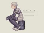  flightsuit grey_eyes highres last_exile pilot_suit short_hair sitting tatiana_wisla wallpaper white_hair 