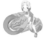  1girl bike child female glasses ichigo_mashimaro maid monochrome motor_vehicle motorcycle sakuragi_matsuri simple_background sketch solo vehicle 