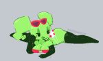 2023 armwear artist_name bedroom_eyes big_breasts black_armwear black_clothing black_elbow_gloves black_gloves black_handwear black_legwear black_thigh_highs boobawalrus bottomwear breasts butt cleavage clothed clothing digital_media_(artwork) elbow_gloves eyelashes eyewear face_squish female female_humanoid gloves green_body green_hair green_skin green_tongue grey_background hair hand_on_cheek hand_on_own_cheek handwear humanoid legwear lying mario_bros mimi_(paper_mario) narrowed_eyes nintendo not_furry on_front open_mouth open_smile panties paper_mario pattern_bottomwear pattern_clothing pattern_panties pattern_underwear pigtails red_clothing red_eyewear red_sunglasses red_topwear seductive simple_background smile solo spots spotted_bottomwear spotted_clothing spotted_panties spotted_underwear spread_legs spreading squish sunglasses text thigh_highs tongue topwear underwear watermark white_clothing white_panties white_underwear