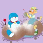 anthro blush canid canine canis clothed clothing diaper diaper_use digital_media_(artwork) domestic_cat domestic_dog doraemon doraemon_(character) duo feces felid feline felis female hi_res mammal pooping simple_background soiled_diaper soiling soiling_diaper srbunny649 unclean_diaper used_diaper wearing_diaper