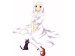  cat daniel dress momo_(shinigami_no_ballad) purple_eyes shinigami_no_ballad tagme white_hair 