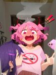  ! !! 2girls @_@ absurdres blush bob_cut breast_sucking breasts brown_sweater casual cellphone changing_room closed_eyes commentary constricted_pupils covered_nipples doki_doki_literature_club dropping embarrassed english_commentary eyelashes fang floating_hair flustered furrowed_brow hair_behind_ear hair_intakes hair_ornament hair_ribbon hairclip halftone hand_up hangar highres indoors khyle. kuromi light_particles long_hair loose_hair_strand messy_hair motion_blur multiple_girls natsuki_(doki_doki_literature_club) no_smoking no_symbol noose nose_blush off-shoulder_shirt off_shoulder open_mouth phone pink_eyes pink_hair pink_shirt pink_skirt purple_hair pursed_lips red_ribbon ribbon sanrio shirt short_hair shouting sign single_bare_shoulder skirt small_breasts smartphone spread_fingers steam steaming_body surprised sweater swept_bangs turtleneck turtleneck_sweater two_side_up v-shaped_eyebrows wide-eyed x_hair_ornament yuri yuri_(doki_doki_literature_club) 