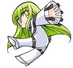 1girl c.c. cc chibi code_geass green_hair lowres simple_background solo straitjacket 