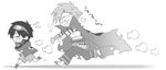  artist_request boota chasing chibi glasses greyscale kamina male_focus monochrome multiple_boys simon tengen_toppa_gurren_lagann 