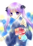  blue_kimono hiiragi_kagami japanese_clothes kimono lucky_star purple_hair shima_yukiwa solo yukata 