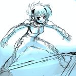  artist_request blue lyrical_nanoha mahou_shoujo_lyrical_nanoha_strikers monochrome numbers_(nanoha) sketch solo wendi_(nanoha) 