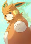  ambiguous_gender anthro blush brown_eyes cheek_spots electricity fist fur generation_9_pokemon green_inner_ear head_tuft matchstick_39 neck_tuft nintendo orange_body orange_ears orange_fur pawmot pokemon pokemon_(species) smile solo tuft white_body white_fur yellow_cheeks 