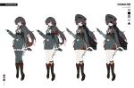  1girl black_boots black_hair boots grey_eyes grey_jacket grey_skirt grey_thighhighs hat heterochromia highres jacket looking_at_viewer luoyuyaoouruola military_hat military_uniform original ponytail red_eyes shirt skirt socks solo thighhighs thighs white_shirt white_socks 