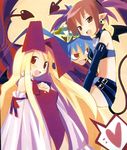  crown disgaea etna flonne flonne_(fallen_angel) harada_takehito hug laharl 