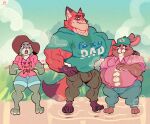 anthro barazoku biceps big_biceps big_bulge big_muscles big_pecs blue_bottomwear blue_clothing blue_pants blue_shorts bodily_fluids bottomwear brown_body brown_fur bulge canid canine clothed clothing cloud cum cum_in_nose cum_inside cum_on_face daughter_(lore) disney farmer father-in-law father_(lore) father_and_child_(lore) father_and_daughter_(lore) female flower fox fur genital_fluids grass green_clothing green_hat green_headwear green_shirt green_t-shirt green_topwear grey_body grey_fur group hat headgear headwear hi_res husband husband_and_wife judy_hopps lagomorph larger_anthro larger_male leporid male male/male mammal married_couple meme mountain muscular muscular_anthro muscular_arm muscular_legs muscular_male musk musk_clouds nature nature_background nick_wilde orange_body orange_fur overweight overweight_anthro overweight_male pants parent_(lore) parent_and_child_(lore) parent_and_daughter_(lore) pecs pink_clothing pink_shirt pink_topwear plant pregnant pregnant_anthro pregnant_male puddle rabbit shirt shorts size_difference smaller_anthro smaller_female smaller_male son-in-law stained_clothing stretched_clothing stu_hopps sweat sweat_pool t-shirt tan_body tan_fur text text_on_clothing thick_neck thick_thighs tight_clothing topwear trio vaniwall vein veiny_muscles white_body white_fur wife zootopia