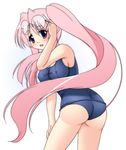  breasts covered_nipples glasses large_breasts long_hair lucky_star narutaki_shin one-piece_swimsuit pink_hair school_swimsuit solo swimsuit takara_miyuki 
