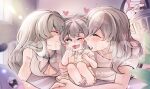 3girls breasts cleavage closed_eyes commission family firefly_(honkai:_star_rail) girl_sandwich heart highres holding_hands honkai:_star_rail honkai_(series) ips_cells_(meme) kiss kissing_cheek lying meme mother_and_daughter multiple_girls on_stomach one_eye_closed pom-pom_(honkai:_star_rail) sandwiched smile stelle_(honkai:_star_rail) sunlight trailblazer_(honkai:_star_rail) trash_can yoyoray20001996 yuri 