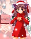  character_name christmas copyright_name fate/stay_night fate_(series) santa_costume solo toosaka_rin yoshida_inuhito zoom_layer 