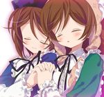  blush closed_eyes holding_hands moriki_takeshi multiple_girls rozen_maiden siblings sisters sleeping souseiseki suiseiseki twins 
